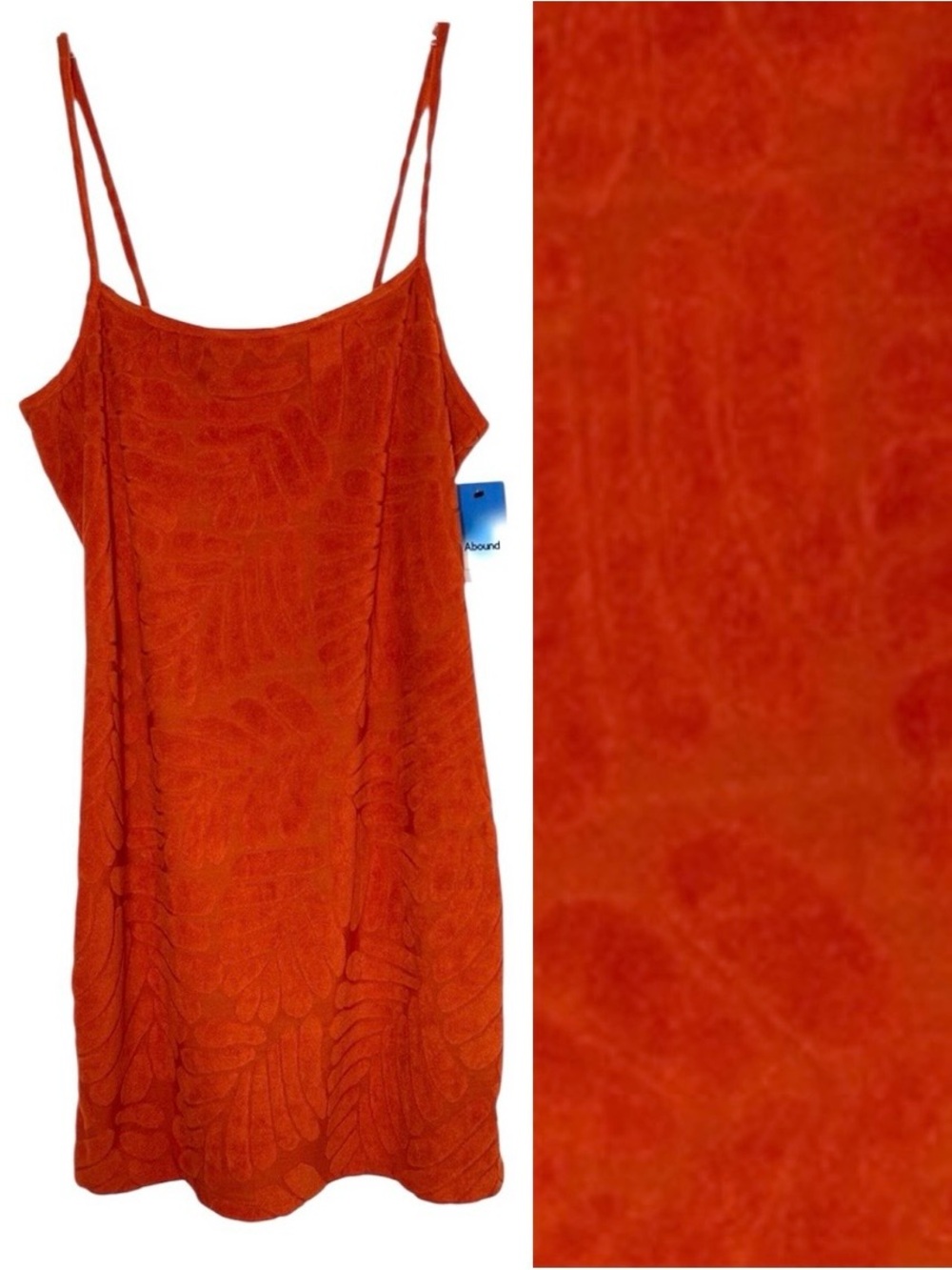 NWT AboundTerry Cloth Slip Dress Leaf Pattern Orange  Size L